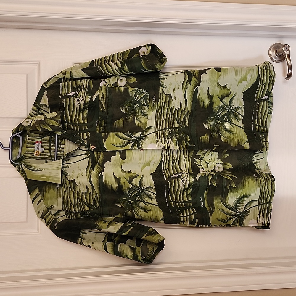 Vintage Aloha Joe Short Sleeve Hawaiian Shirt. Green Size L.